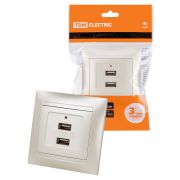 Розетка 2USB порт 2,1А 5В перламутр «Лама» TDM