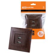 Розетка 2USB порт 2,1А 5В венге «Лама» TDM