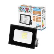 Прожектор СДО-05-020 20 Вт, 1600 лм, 6500 К, 220-240 В, IP65, черный, Народный