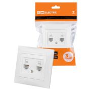 Розетка компьютерная двойная RJ45 белая «Лама» TDM