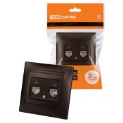 Розетка компьютерная двойная RJ45 шоколад «Лама» TDM