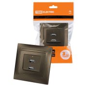 Розетка 2USB порт 2,1А 5В бронза «Лама» TDM