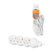 Удлинитель бытовой «Люкс» с выкл., 3 гнезда, 10 м, с/з, с з/ш, ПВС 3х1 мм2, 16 А, 250 В, 3500 Вт TDM У1-33058