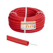 Труба гофрированная ПНД d 16 с зондом (25 м) легкая 350Н красная TDM