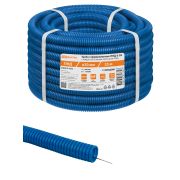 Труба гофрированная ПНД d 20 с зондом (25 м) легкая 350Н синяя ТDM